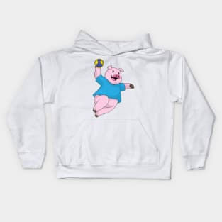 Pig as Handball player with Handball Kids Hoodie